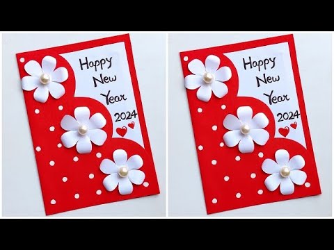 Happy new year card 2024 / New year card making ideas / How to make new year greeting card