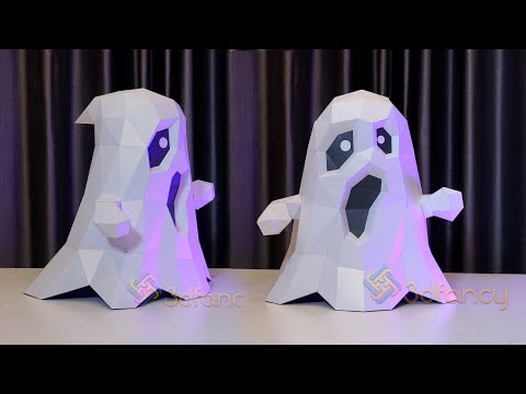 How to make Ghost Halloween Papercraft | Diy Low poly Halloween Decor