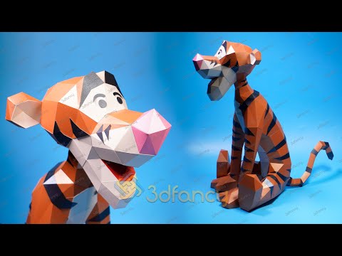 How to make Tigger Too 3D Papercraft - Tigger Low Poly Papercraft SVG for Cricut Projects, Cameo