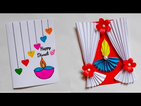 2 easy & beautiful diwali card idea at home/how to make diwali card/white paper card/easy card