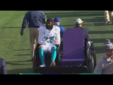 Xavien Howard INJURY/CARTED OFF 🙏 Dolphins vs Ravens 2023 highlights