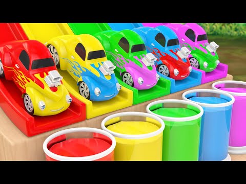 Let's Fun with Colorful Cars and Slides to Play!