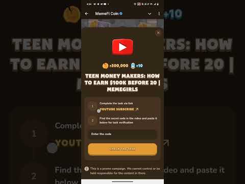 Teen Money Makers: How to Earn $100K Before 20 | MemeGirls | Memefi New Video Code