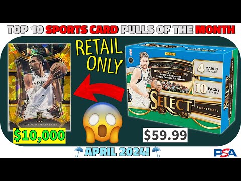 A $10,000 PULL FROM A MEGA BOX! 🤯 | Top 10 *RETAIL* Sports Card Pulls of the Month: April 2024 ☔