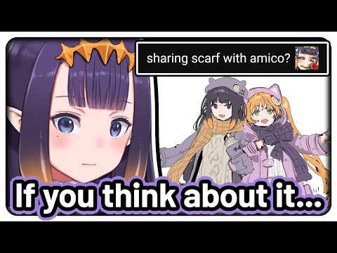 Ina drew herself and Amico sharing a scarf, but... 【Hololive EN】