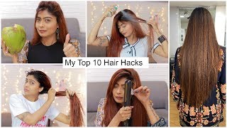 My Top 10 HAIR HACKS for Silky, Smooth, Shiny Hair  | Rinkal Soni