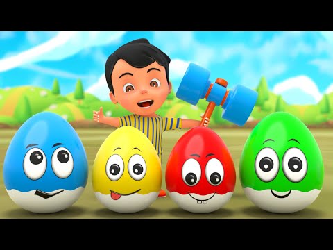 Surprise Eggs Kids Songs | Kids Transport Color | Nursery Rhymes & Kids Songs | Kooxa Toys