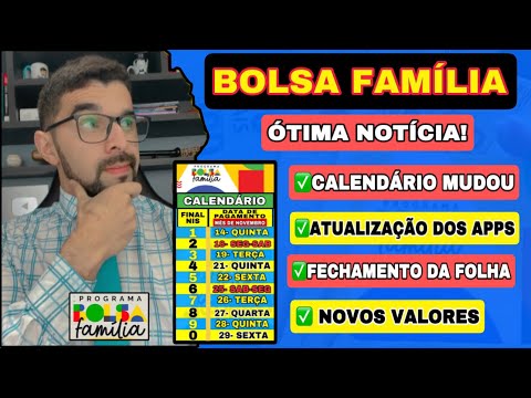 BOLSA FAMÍLIA NOVEMBRO: MUDOU O CALENDÁRIO, QUANDO OS APLICATIVOS VÃO ATUALIZAR? NOVOS VALORES?