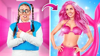 How to become MERMAID? 🧜‍♀️ Mermaid back to school emotional makeover Mermaid in real life