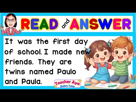 SHORT STORY WITH QUESTIONS | First Day of School | ENGLISH READING COMPREHENSION | Teacher Aya