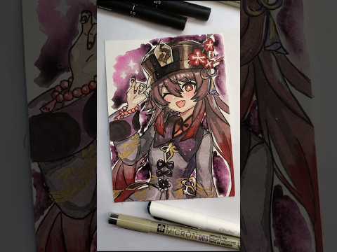 Hu Tao speed drawing #drawing #hutao #genshinimpact #anime #shorts