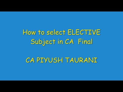 How & which subject to select as ELECTIVE SUBJECT in CA FINAL  | #cafinal #elective # subject #ca