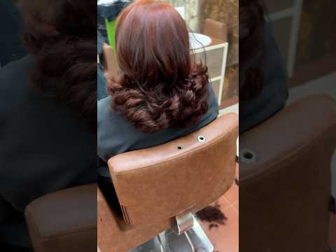 Hair cut in henna hair #hairstyle