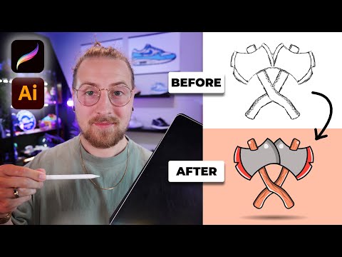 🪓Sketch to Vector tutorial: Create an Axe Illustration in Procreate & Adobe Illustrator on iPad 4K