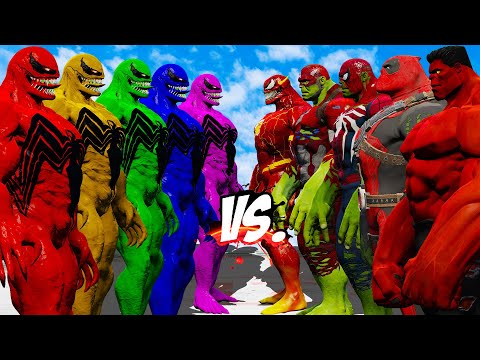 TEAM SPIDER VENOM COLOR VS TEAM RED (VENOM FLASH, SPIDER-HULK, CAPTAIN HULK, DEAD POOL)- EPIC BATTLE