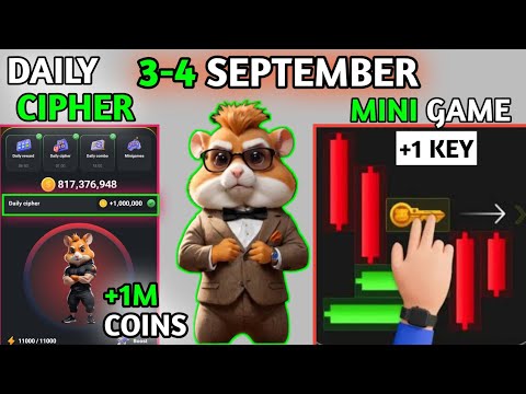 3-4 September: hamster mini game and cipher code solve| today hamster cipher and mini game #hamsters