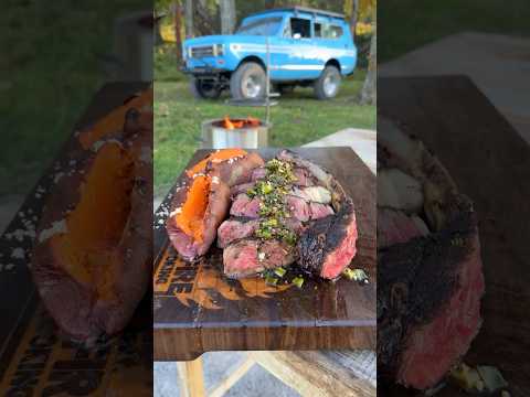 Grilled Steak with Charred Scallion Sauce | Over The Fire Cooking by Derek Wolf