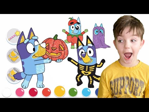 BLUEY Let`s Play HALLOWEEN Coloring Game | Ima and Jessy