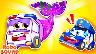 Help! CareRose Stuck in Mermaid Tail! 🧜‍♀️ What Happened to Ambulance? | RoboSquad Kids Cartoon