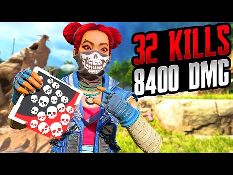 LIFELINE 32 KILLS AND 8400 DAMAGE IN ONE GAME (Apex Legends Gameplay)