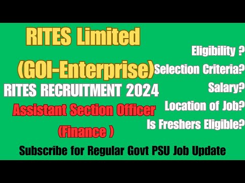 RITES Limited Recruitment 2024 | Latest Govt / PSU Finance Accounts Job  RITES Job Notification 2024