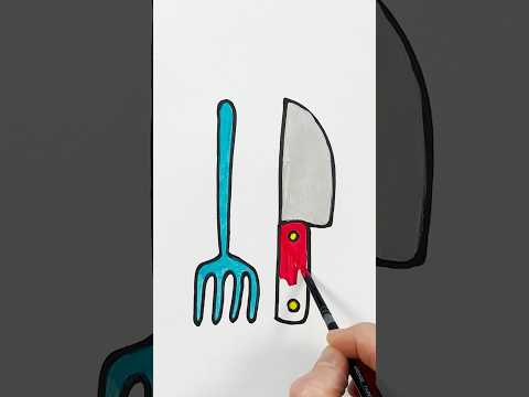 Fork and Knife! Drawing and Painting for Kids   #shortsvideo #painting #art #shorts