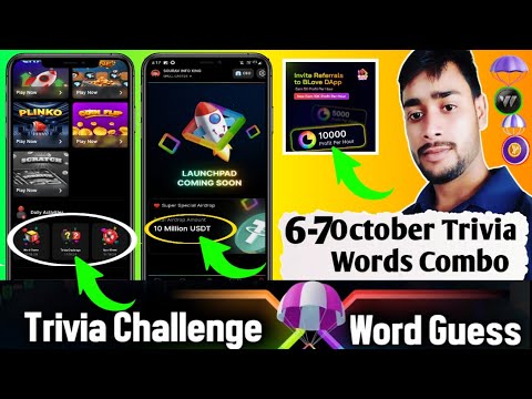 6 October blove dapp trivia challenge & words guess combo | BLove trivia | BLove word video