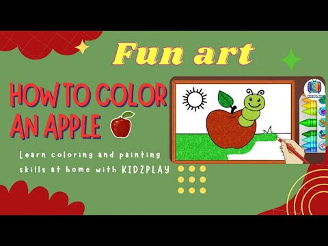 How to color an Apple easy for kids step by step🍎|coloring tutorial for beginners|Kids coloring book