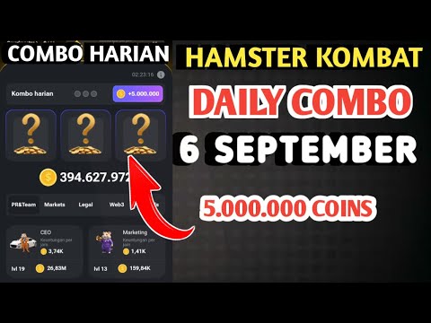 COMBO HARIAN HAMSTER KOMBAT HARI INI 6 SEPTEMBER 2024 | KOMBO HARIAN HAMSTER KOMBAT TERBARU