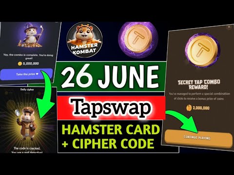 Hamster Kombat Daily Cipher Today 1M Coins 26 June 2024|pixel tap