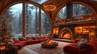 Relaxing Christmas Background Jazz Instrumental Music 🎄 Cozy Christmas Ambience & Fireplace Sounds 🔥