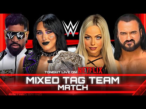 WWE 2K24 | Rhea Ripley & Jey Uso VS Liv Morgan & Drew McIntyre - Mixed Tag Team Match | Raw