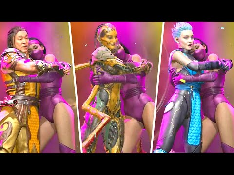 Mortal Kombat 11 - All Characters Hug Mileena (All Characters Perform Kitana Friendship)