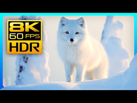 Stunning Winter Wildlife in 4K HDR 60FPS - Arctic Foxes and Wolves 🐺🦊 Relaxing Music, 8K & 4K Video