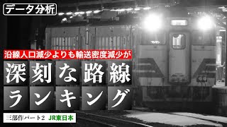 沿線人口減少よりも、輸送密度減少が深刻な路線ランキング【JR東日本編】