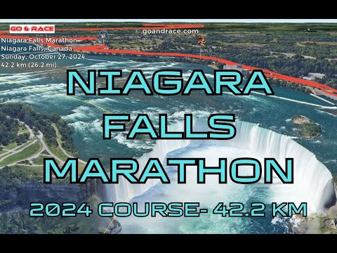 Niagara Falls Marathon (2024): fly over the marathon course! Video of the race path.