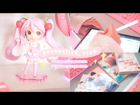 productive vlog | finals week, anime figure unboxing, mini manga haul