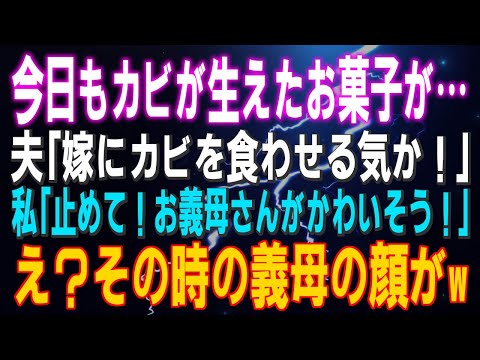 【スカッとする話】今日もカビが生えたお菓子が私の目の前に…夫「嫁にカビを食わせる気か！」私「止めて！お義母さんがかわいそう！」え？その時の義母の顔がｗｗｗ