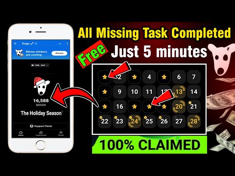 Dogs Airdrop Missing daily chek in Task Completed | Dogs Airdrop Season 2 daily chek in Task