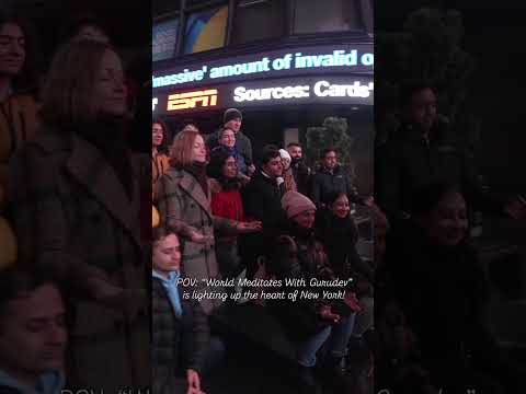 “World Meditates With Gurudev” lighting up Times Square,