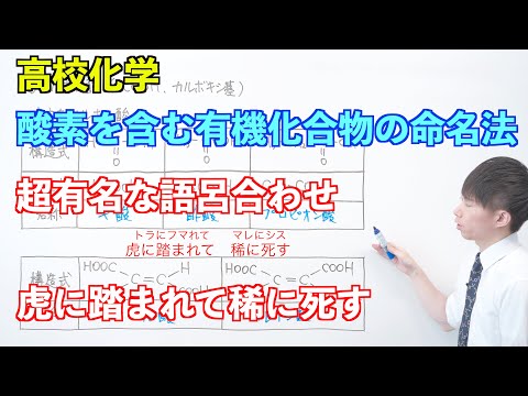 【高校化学】酸素を含む有機化合物① 〜酸素を含む有機化合物の命名法〜