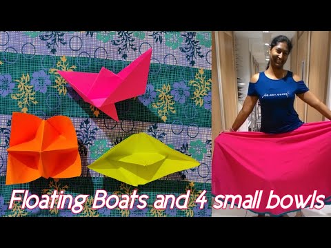 How to make a paper boat, knife boat and 4 small bowls that floats | Paper ctaft ideas