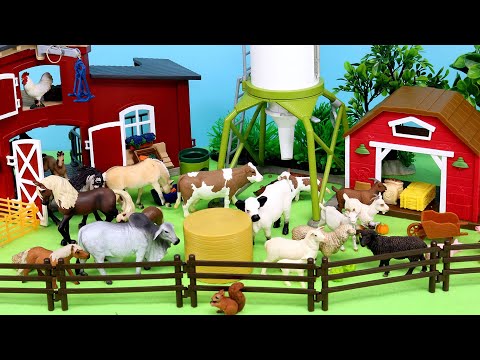 Fun Farm Barn with Garden Diorama with Farmyard Animal Figurines