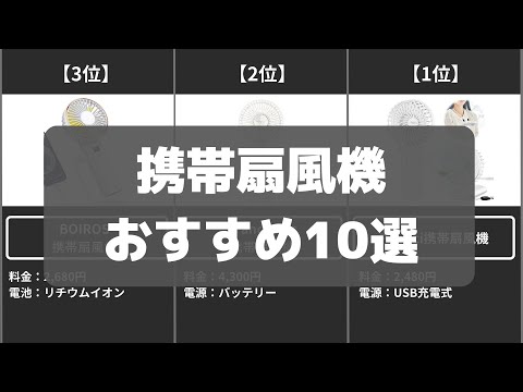 【Amazonの携帯扇風機】売れ筋おすすめ人気ランキング