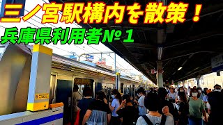 【兵庫県利用者数1位】JR神戸線、三ノ宮駅構内を散策！兵庫県神戸市(Japan Walking around Sannomiya Station)