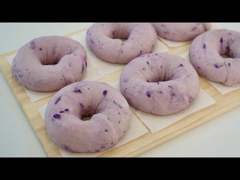 Soft and fluffy Blueberry bagels