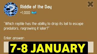 Riddle Of The Day Zoo 7-8 January | Zoo Riddle Of The Day Code | Riddle Of The Day Zoo