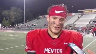 #NHfootball Mentor's Daniel Adams discusses 45-20 win over Strongsville