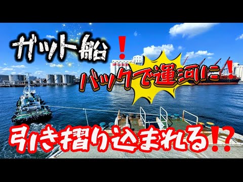 【2024】【船乗り】ガット船！次の荷役現場はタグボートで引き摺られながら運河をバックで進入⁉️