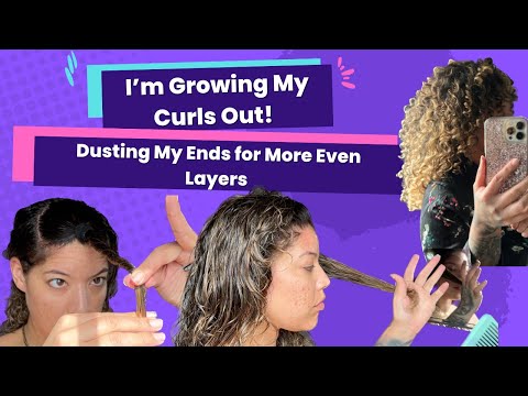 Dusting My Curly Hair at Home to Oxygenate Ends |Growing Short Layers Out